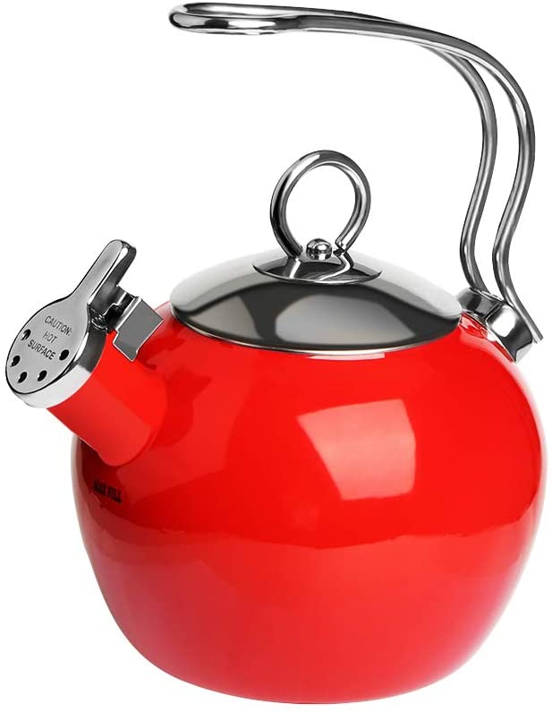 AIDEA Tea Kettle,1.7 Quart Whistling Enamel-on-Steel Tea Kettle for Stovetop