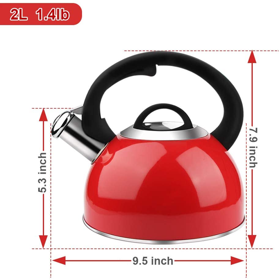 AIDEA Tea Kettle, 2 Quart Whistling Stainless Steel Tea Kettle for Stovetop