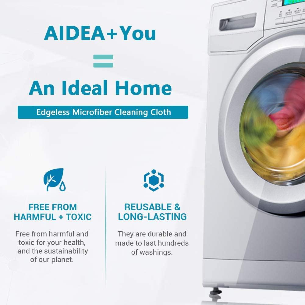 AIDEA Microfiber Cleaning Cloths-100PK, Softer and More Absorbent, Lint-Free, Wash Cloth for Home, Kitchen, Car, Window (12in.x12in.)
