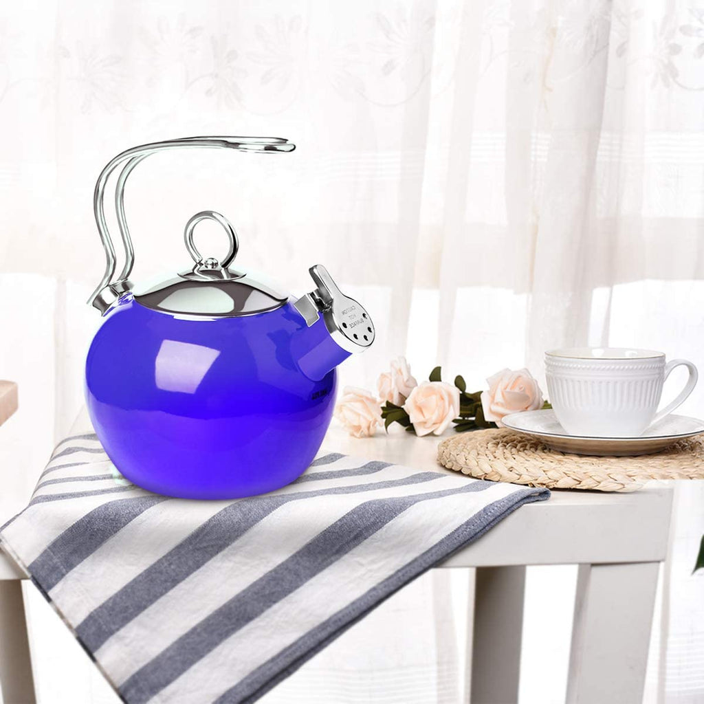 AIDEA Tea Kettle,1.7 Quart Whistling Enamel-on-Steel Tea Kettle for Stovetop