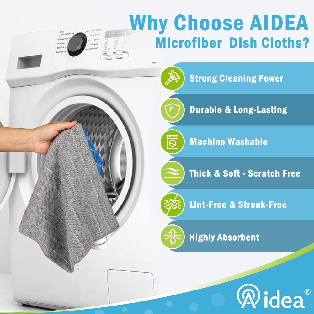 AIDEA Microfiber Dish Cleaning Cloths Softer Highly Absorbent, Lint Free Streak Free for House, Kitchen, Car, Window Gifts