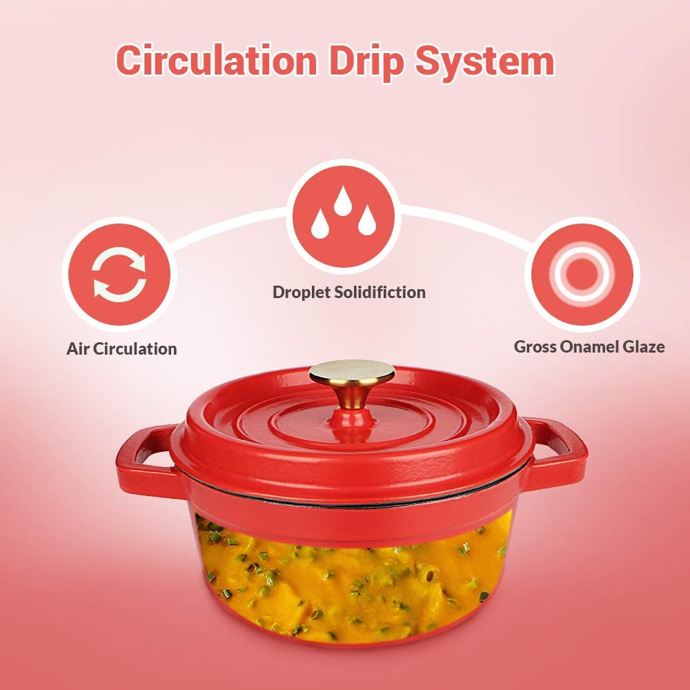 AIDEA Enameled Cast Iron Matte Dutch Oven Pot with Lid All-round for Preparing Low and Slow Cooking Meals