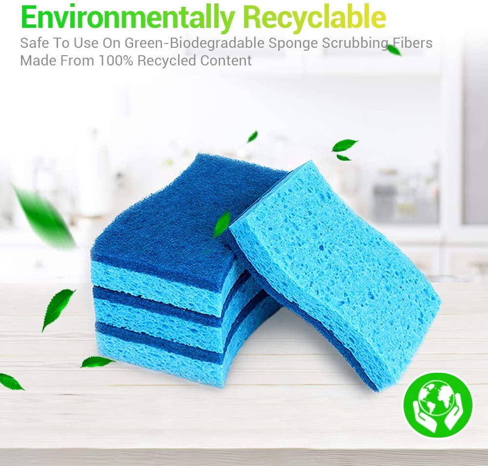 Aidea Non-Scratch Scrub Sponge, Heavy Duty Cellulose Sponge, Cleans Fast Without Scratching, Cleaning Sponges for Everyday Jobs for Dishes, Pots, Pans