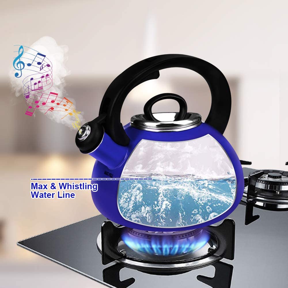 Whistling Tea Kettles, AIDEA 2 Quart Ceramic Tea Kettle for Stovetop