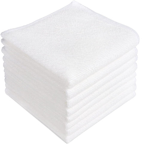 AIDEA Microfiber Cleaning Cloths White, Strong Water Absorption, Lint-Free, Scratch-Free, Streak-Free, Dish Towels White