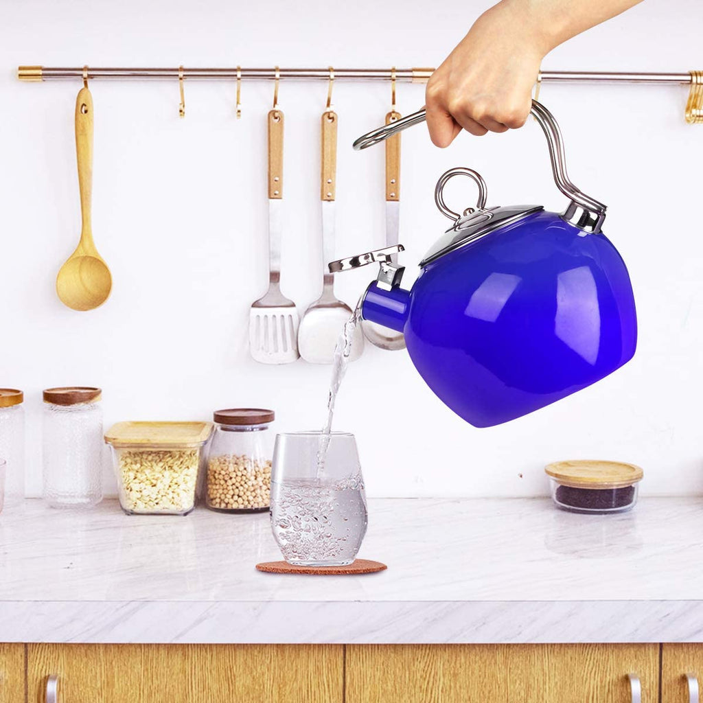 AIDEA Tea Kettle,1.7 Quart Whistling Enamel-on-Steel Tea Kettle for Stovetop