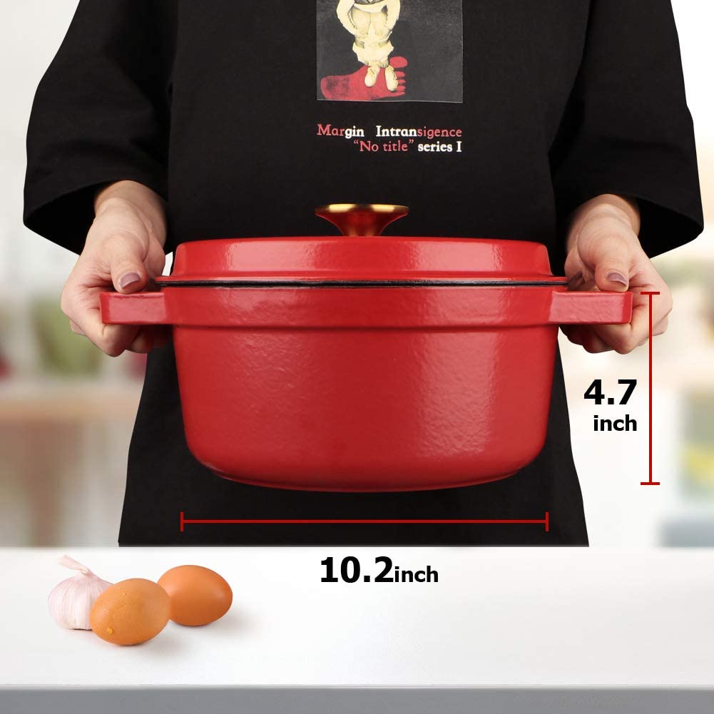 AIDEA Enameled Cast Iron Matte Dutch Oven Pot with Lid All-round for Preparing Low and Slow Cooking Meals