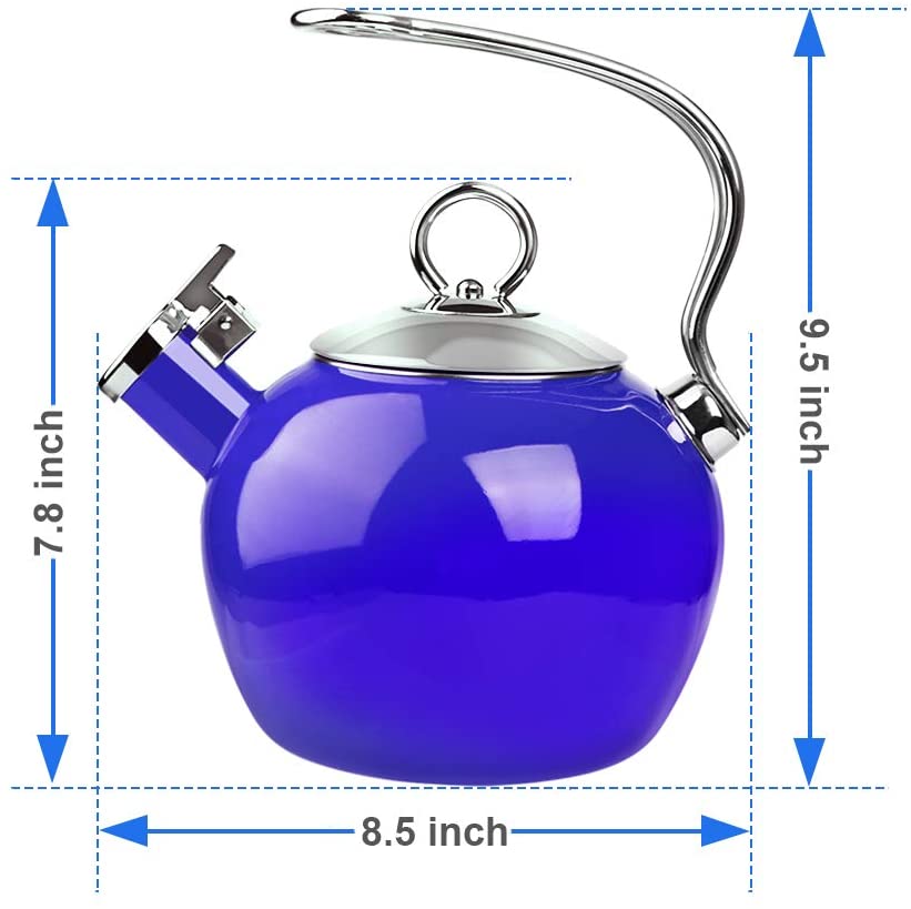 AIDEA Tea Kettle,1.7 Quart Whistling Enamel-on-Steel Tea Kettle for Stovetop