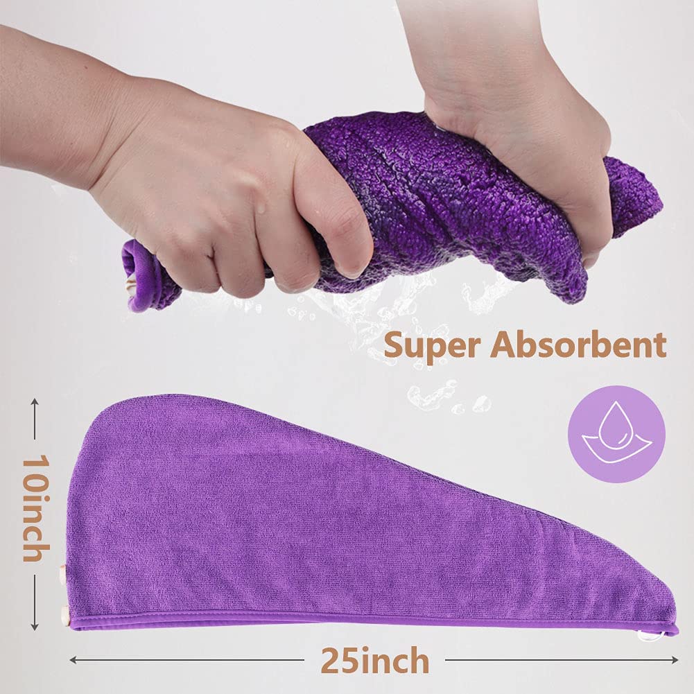 AIDEA Microfiber Hair Towel Wrap for Women, 10 inch X 26 inch, Super Absorbent Quick Dry Hair Turban