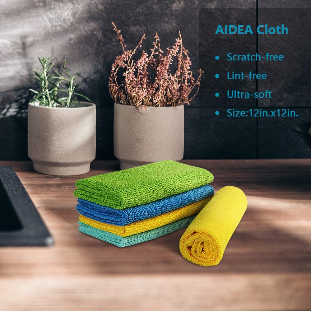 AIDEA Microfiber Cleaning Cloths-100PK, Softer and More Absorbent, Lint-Free, Wash Cloth for Home, Kitchen, Car, Window (12in.x12in.)