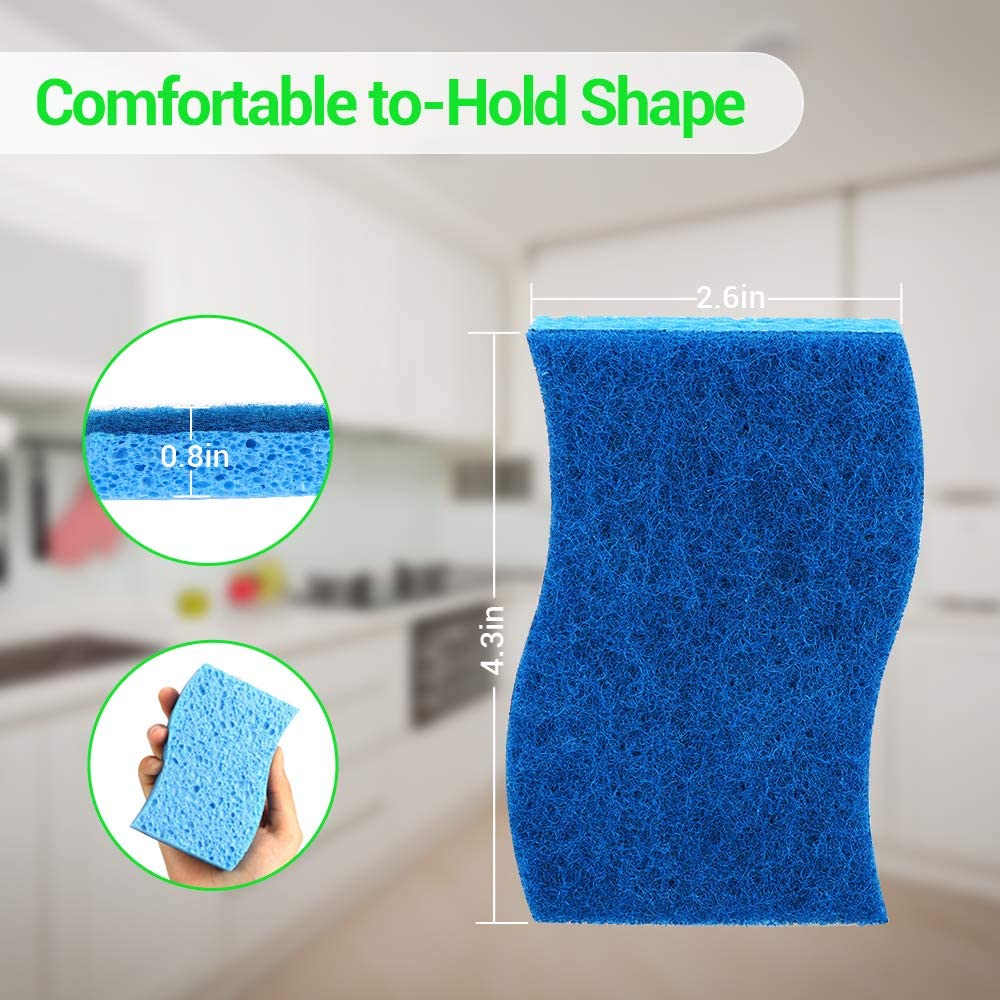 Aidea Non-Scratch Scrub Sponge, Heavy Duty Cellulose Sponge, Cleans Fast Without Scratching, Cleaning Sponges for Everyday Jobs for Dishes, Pots, Pans