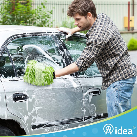 Aidea Car Wash Mitt Microfiber, Scratch & Lint Free, Premium Chenille Microfiber Wash Mitt-Green