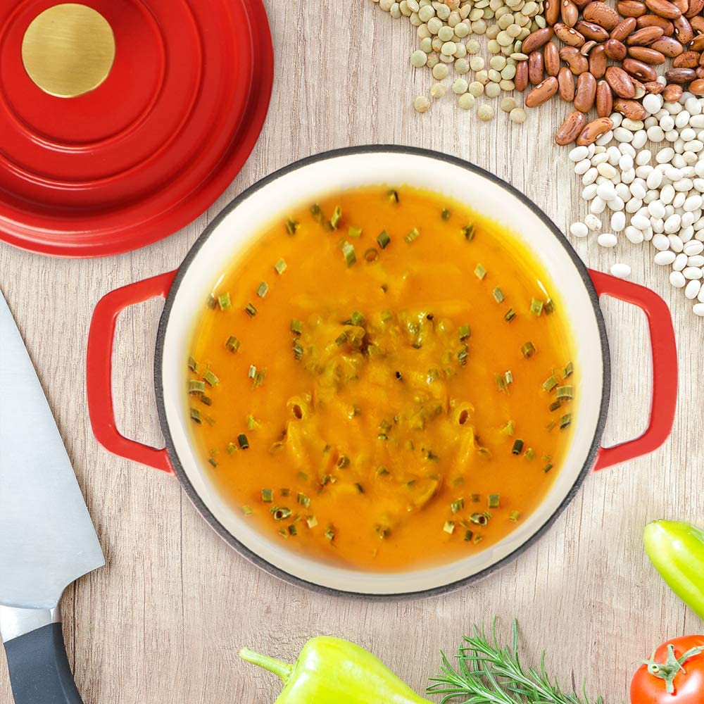 AIDEA Enameled Cast Iron Matte Dutch Oven Pot with Lid All-round for Preparing Low and Slow Cooking Meals