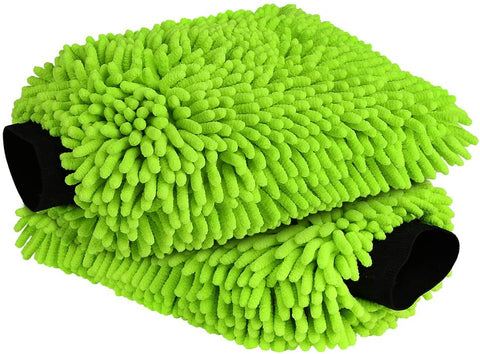 Aidea Car Wash Mitt Microfiber, Scratch & Lint Free, Premium Chenille Microfiber Wash Mitt-Green
