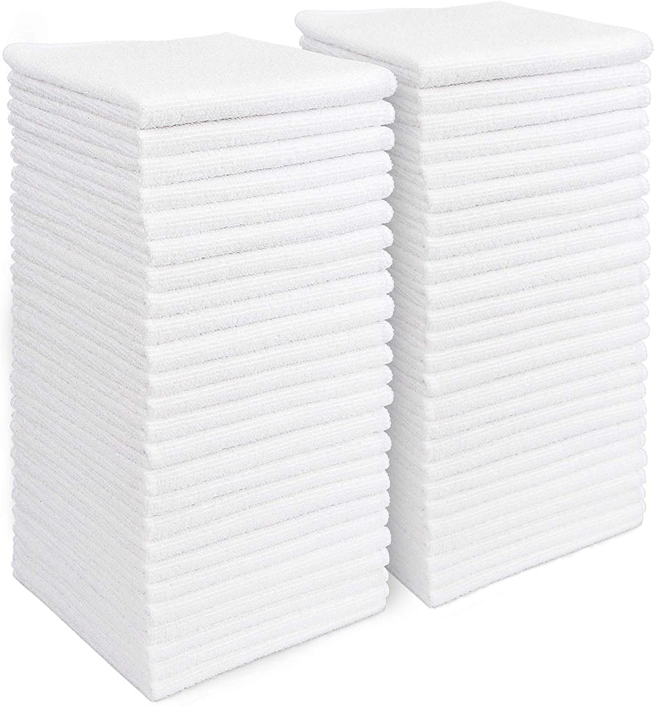 AIDEA Microfiber Cleaning Cloths White, Strong Water Absorption, Lint-Free, Scratch-Free, Streak-Free, Dish Towels White
