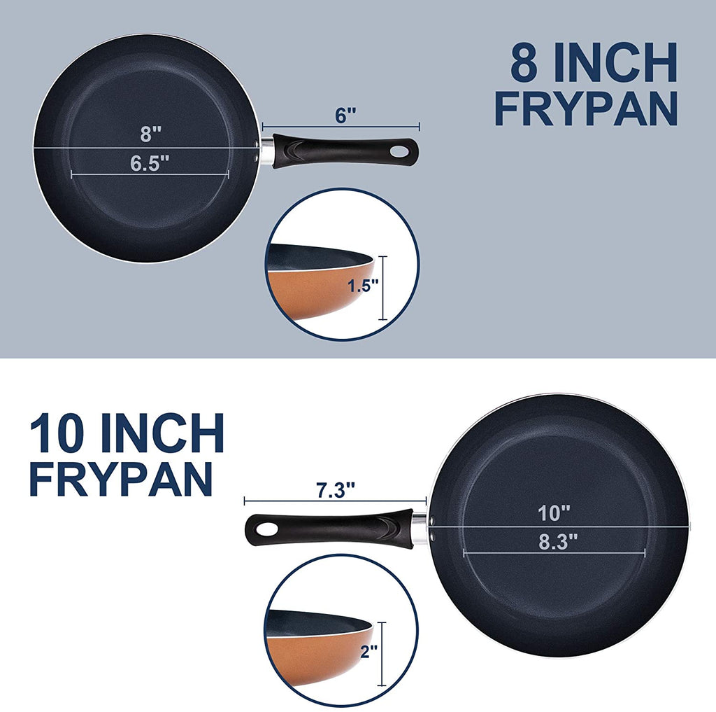 AIDEA 2-Piece Nonstick Ceramic Frying Pan set - 8 in & 11 Inch Frying Pan Skillet Set Turquoise Blue Fry Pan Egg Pan Dishwasher Safe
