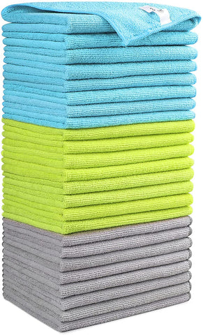 AIDEA Microfiber Cleaning Cloths-24Pack, Softer Highly Absorbent, Lint Free Streak Free for House, Kitchen, Car, Window Gifts(12in.x12in.)