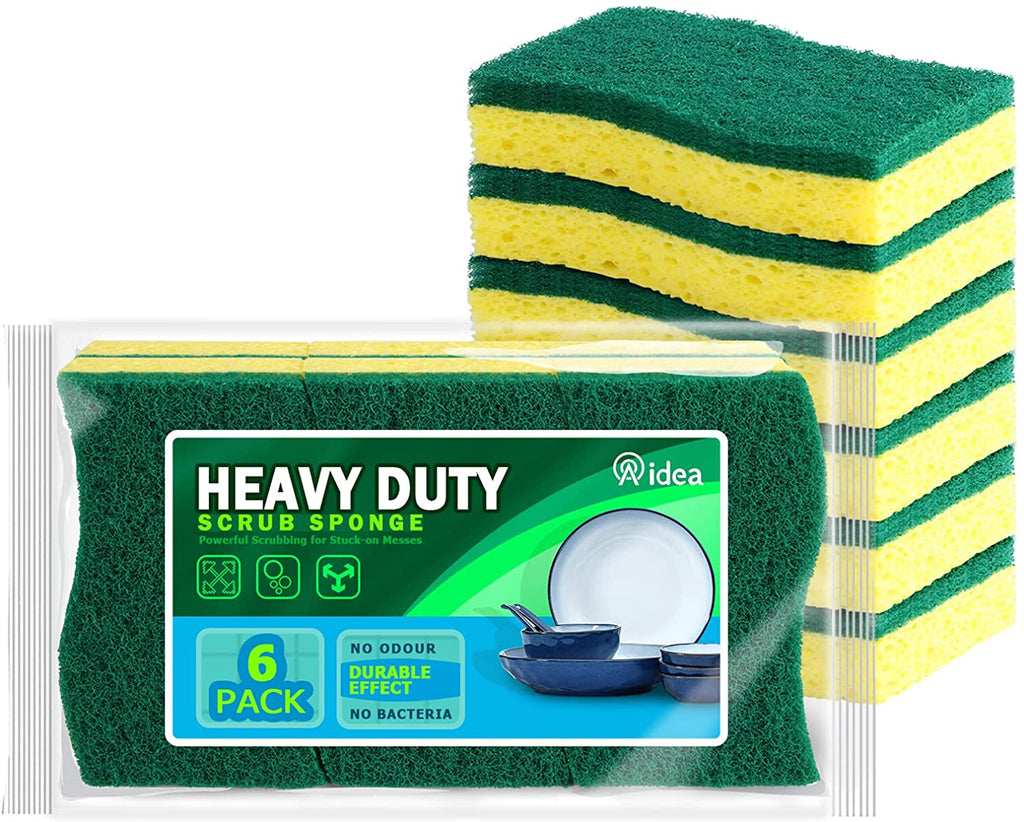 Aidea Non-Scratch Scrub Sponge, Heavy Duty Cellulose Sponge, Cleans Fast Without Scratching, Cleaning Sponges for Everyday Jobs for Dishes, Pots, Pans