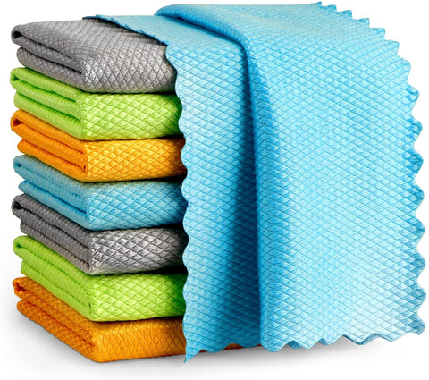AIDEA Microfiber Cleaning Cloths, 8PK-Multi-Purpose Cleaning Cloth, Microfiber Polishing Cleaning Cloth, Window Cleaning Cloth, Lint Free Streak-Free Glass Cleaning Cloths-12“x12”