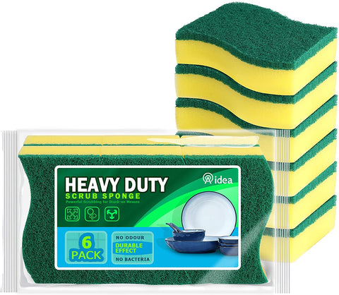 AIDEA Heavy Duty Scrub Sponge, Cleaning Scrub Sponge, Stink Free Sponge, Effortless Cleaning Eco Scrub Pads for Dishes,Pots,Pans All at Once
