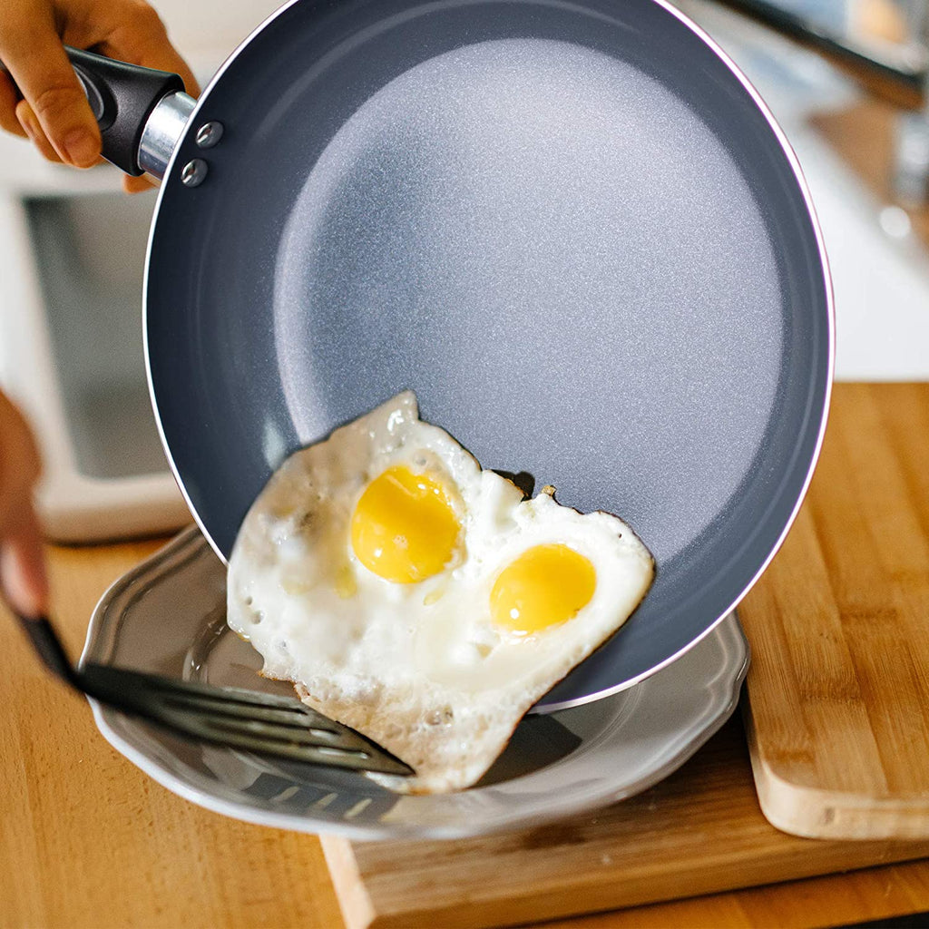 AIDEA 2-Piece Nonstick Ceramic Frying Pan set - 8 in & 11 Inch Frying Pan Skillet Set Turquoise Blue Fry Pan Egg Pan Dishwasher Safe