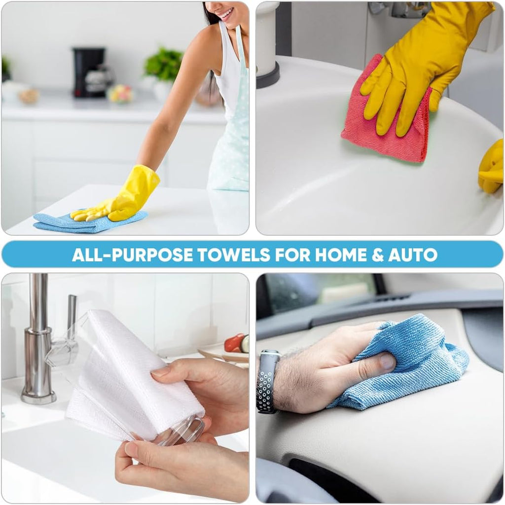 AIDEA Microfiber Cleaning Cloth 55 Sheets 3 Roll, Microfiber Towels for Cars, Blue Shop Towels, Shop Rags Washable, Cleaning Rags Reusable Paper Towels for Automotive, Mechanic, Workshops, House,11×9"