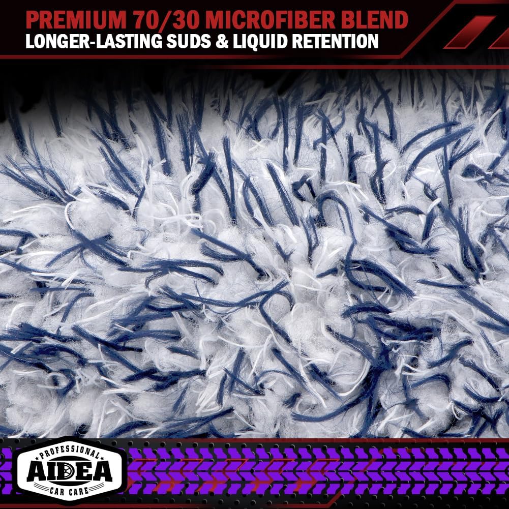 AIDEA Car Wash Mitt Microfiber-2PK, Scratch-Free& Lint-Free, Premium Chenille Microfiber Wash Mitt-Blue Regular Size (7.12''X10.14'')