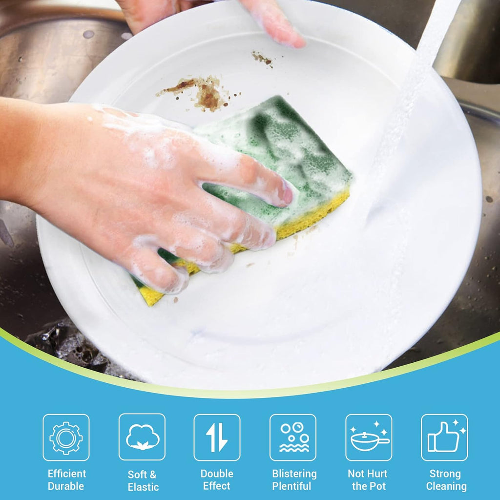 AIDEA Sponges Kitchen, Heavy Duty Scrub Sponge, 6Count, Sponges for Dishes