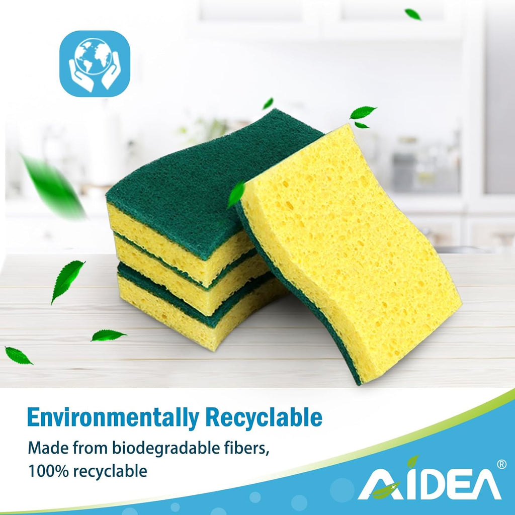 AIDEA Sponges Kitchen, Heavy Duty Scrub Sponge, 6Count, Sponges for Dishes
