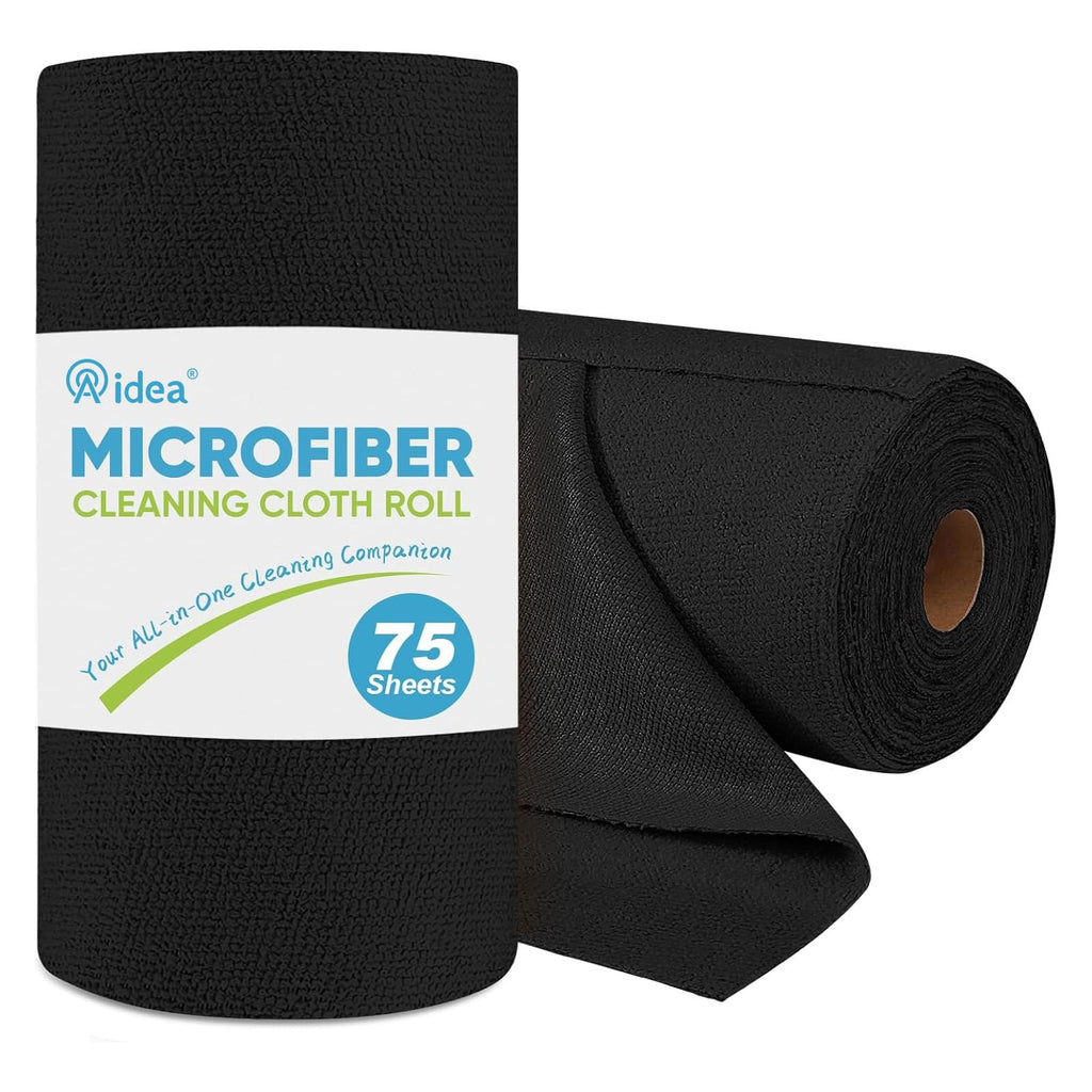 AIDEA Microfiber Cleaning Cloth Roll, Grey 75PK, Reusable Paper Towels Tear Away Cloth, Microfiber Towels for Cars, Wash Cloths, Lint Free Rags for House, Kitchen,Window,Cleaning Supplies 11.5"×11.5"