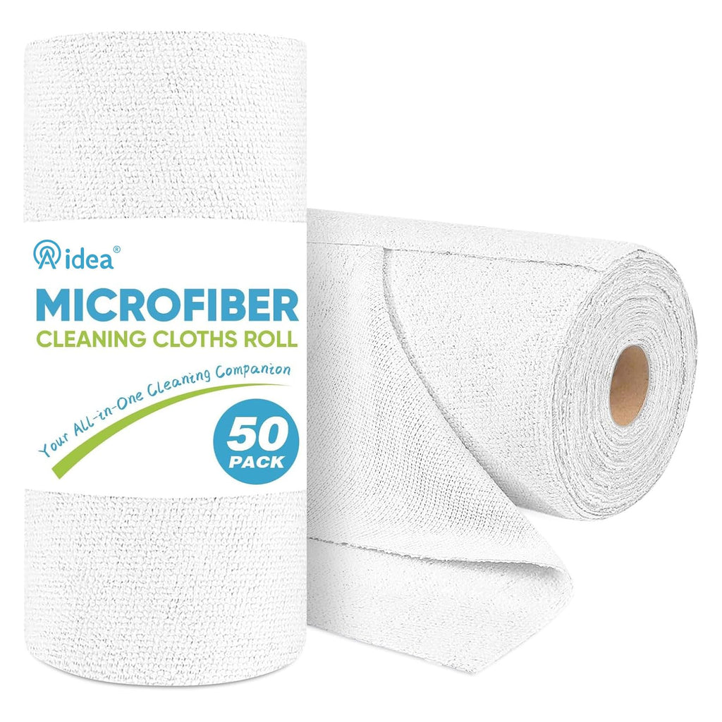 AIDEA Microfiber Cleaning Cloth Roll, Grey 75PK, Reusable Paper Towels Tear Away Cloth, Microfiber Towels for Cars, Wash Cloths, Lint Free Rags for House, Kitchen,Window,Cleaning Supplies 11.5"×11.5"