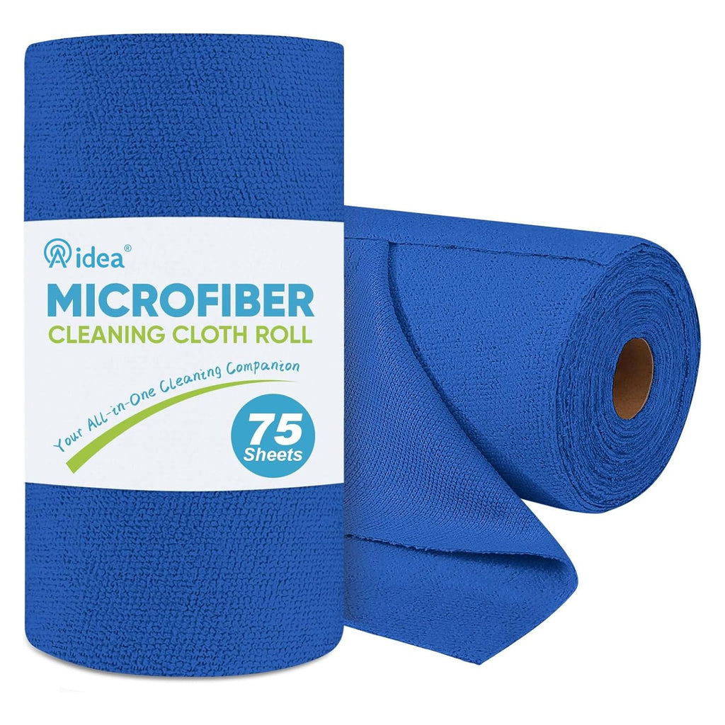 AIDEA Microfiber Cleaning Cloth Roll, Grey 75PK, Reusable Paper Towels Tear Away Cloth, Microfiber Towels for Cars, Wash Cloths, Lint Free Rags for House, Kitchen,Window,Cleaning Supplies 11.5"×11.5"