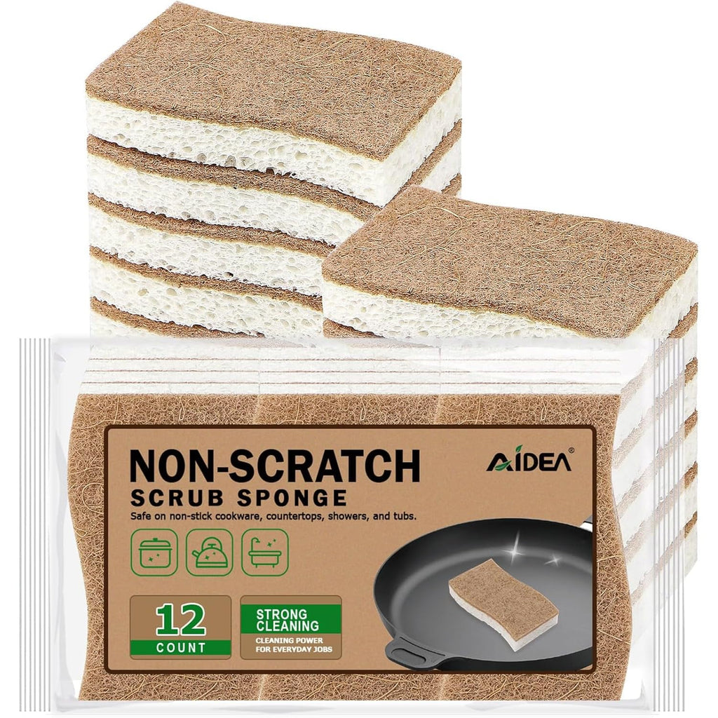 AIDEA Sponges Kitchen, Heavy Duty Scrub Sponge, 6Count, Sponges for Dishes