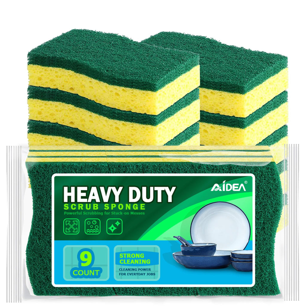 AIDEA Sponges Kitchen, Heavy Duty Scrub Sponge, 6Count, Sponges for Dishes