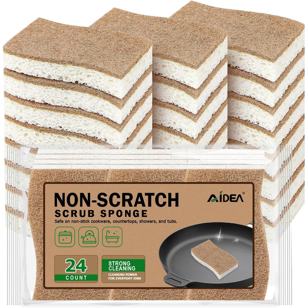 AIDEA Sponges Kitchen, Heavy Duty Scrub Sponge, 6Count, Sponges for Dishes