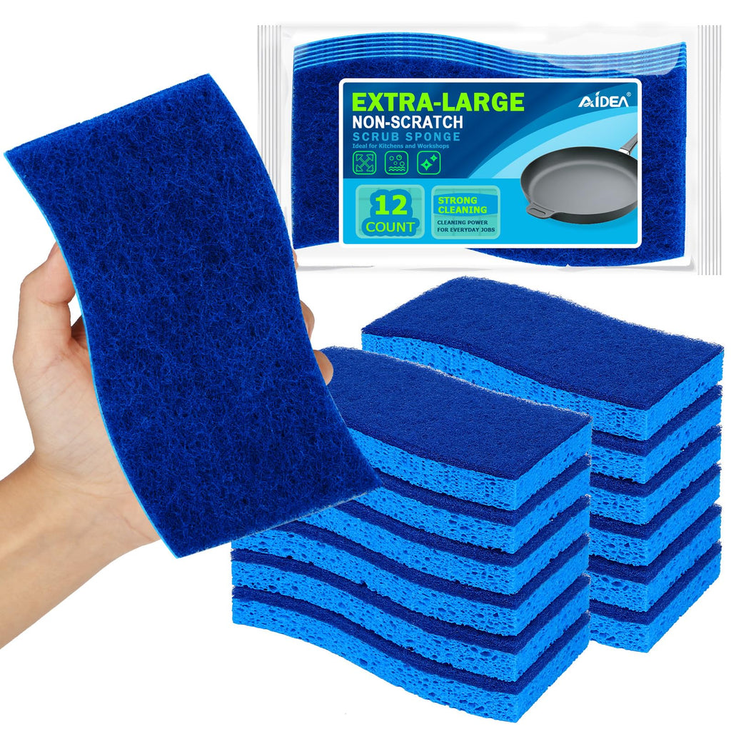 AIDEA Sponges Kitchen, Heavy Duty Scrub Sponge, 6Count, Sponges for Dishes