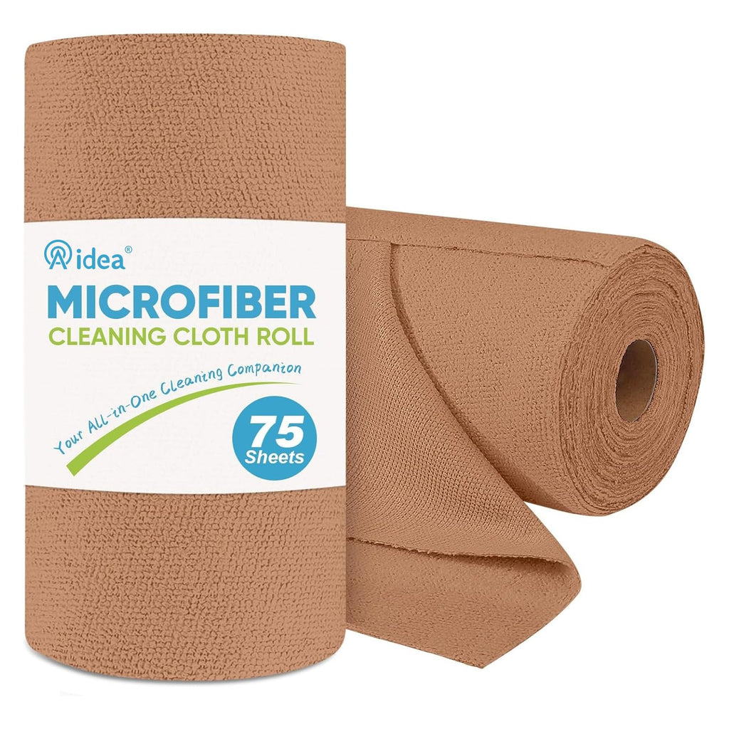 AIDEA Microfiber Cleaning Cloth Roll, Grey 75PK, Reusable Paper Towels Tear Away Cloth, Microfiber Towels for Cars, Wash Cloths, Lint Free Rags for House, Kitchen,Window,Cleaning Supplies 11.5"×11.5"