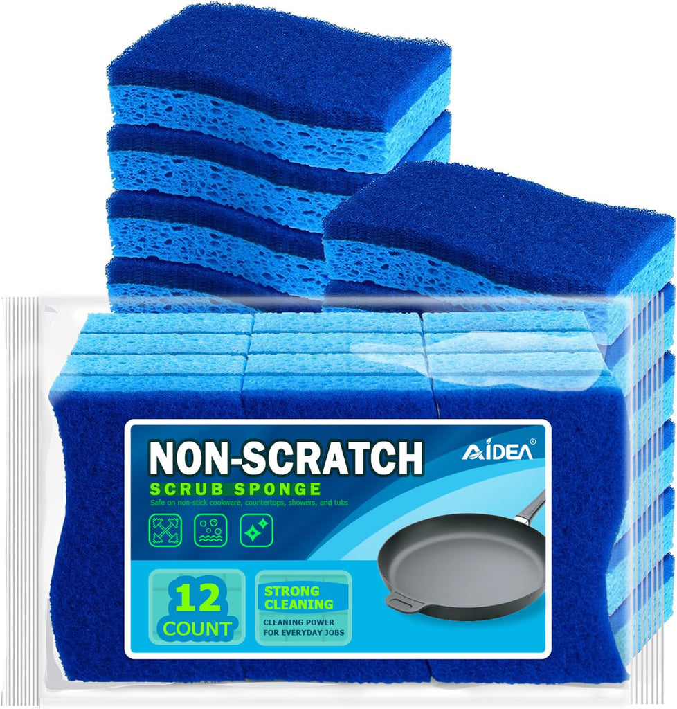AIDEA Sponges Kitchen, Heavy Duty Scrub Sponge, 6Count, Sponges for Dishes