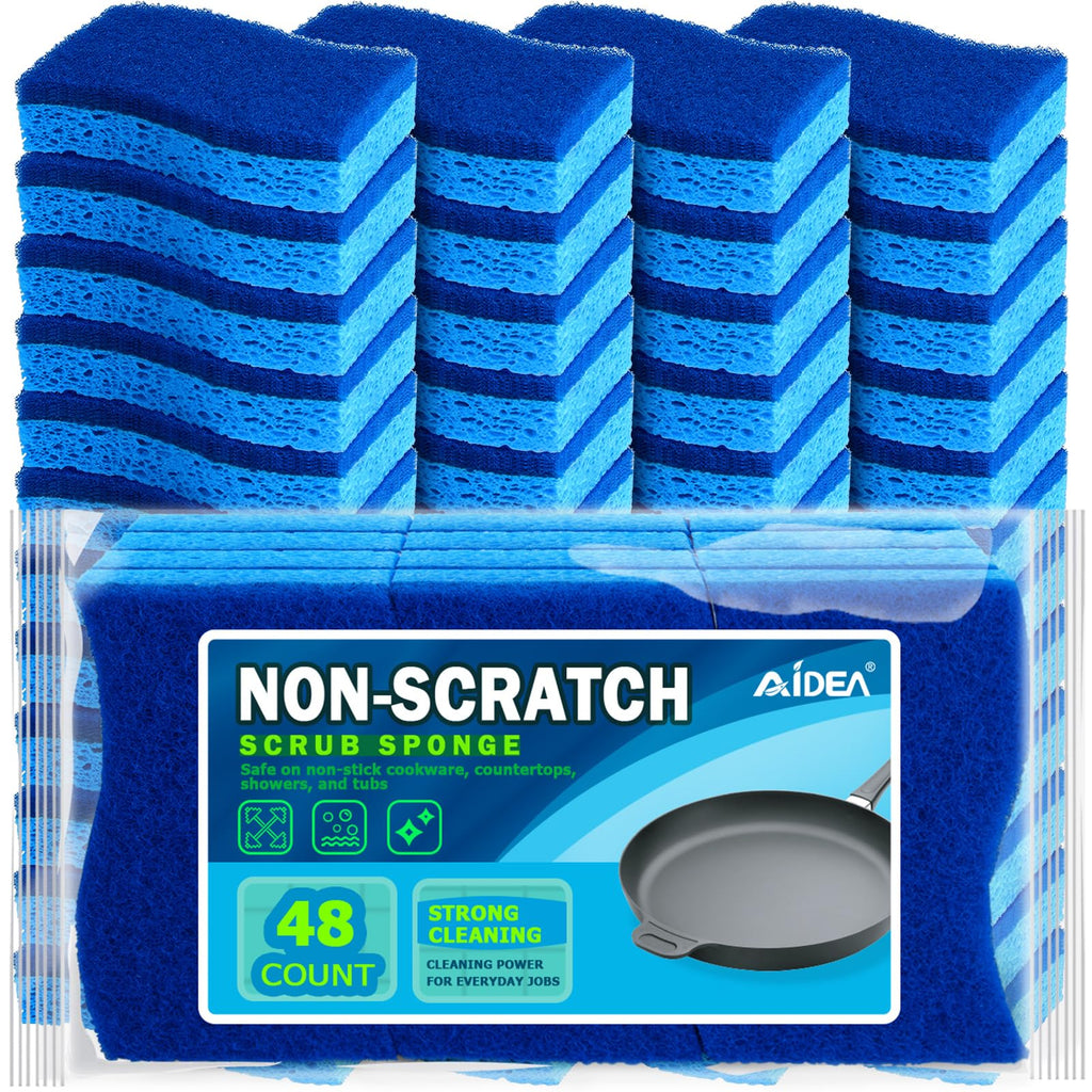 AIDEA Sponges Kitchen, Heavy Duty Scrub Sponge, 6Count, Sponges for Dishes