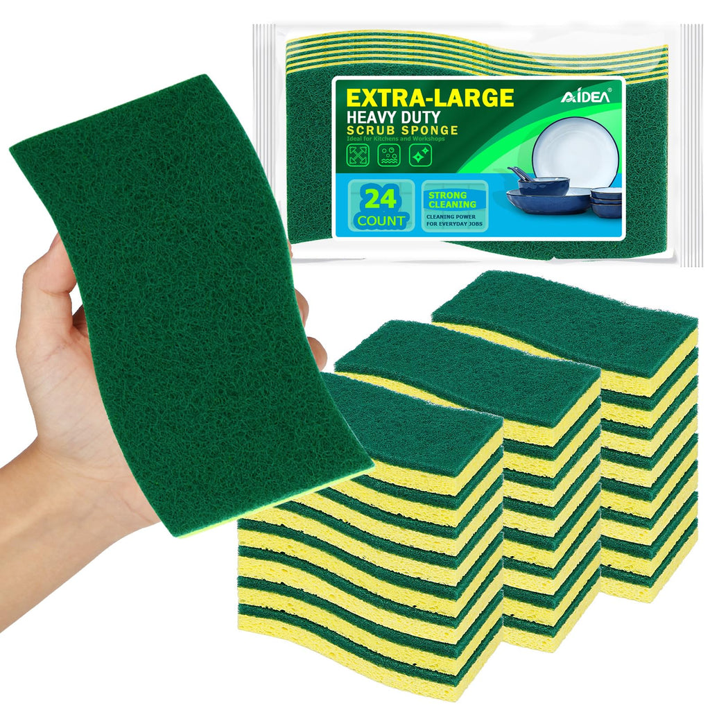 AIDEA Sponges Kitchen, Heavy Duty Scrub Sponge, 6Count, Sponges for Dishes