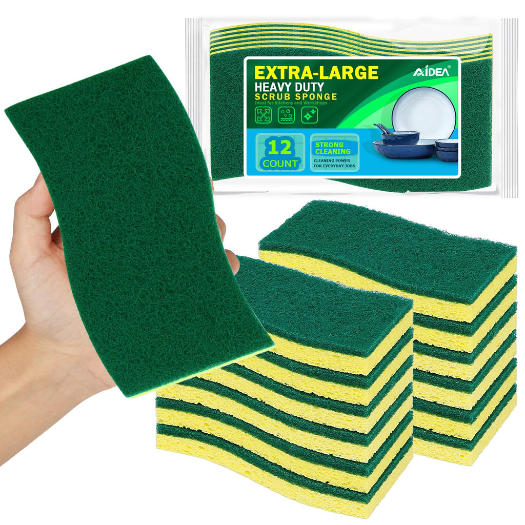 AIDEA Sponges Kitchen, Heavy Duty Scrub Sponge, 6Count, Sponges for Dishes