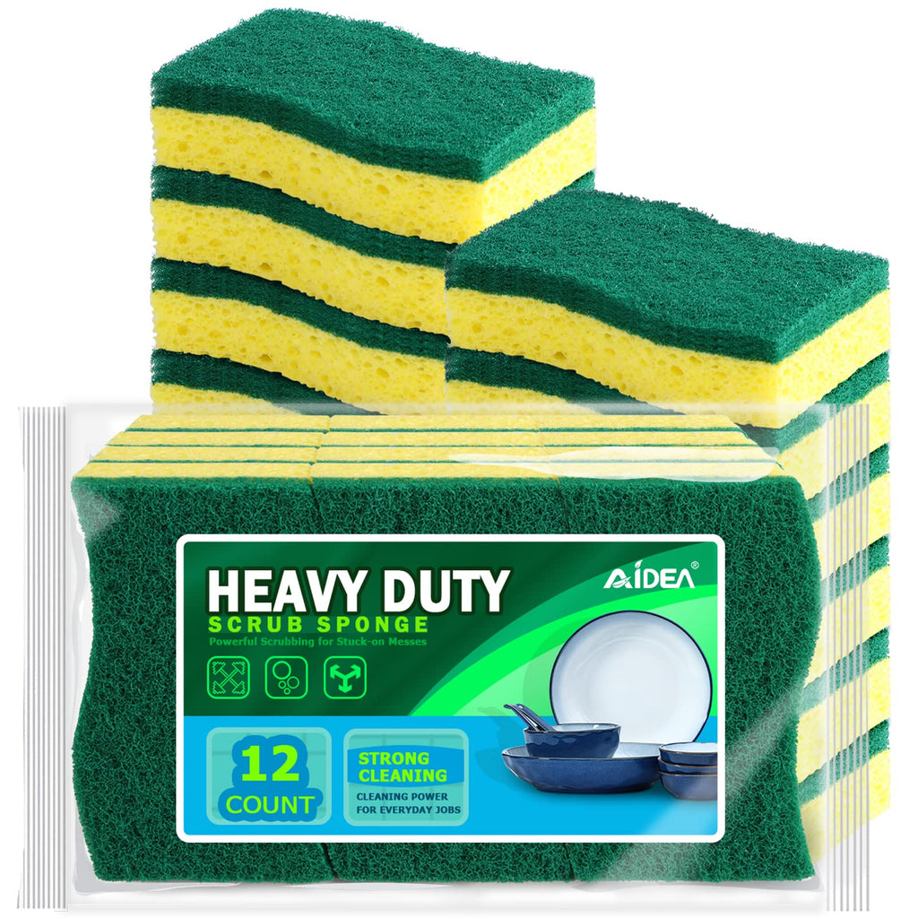 AIDEA Sponges Kitchen, Heavy Duty Scrub Sponge, 6Count, Sponges for Dishes