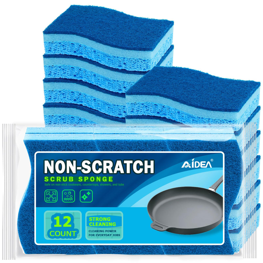 AIDEA Sponges Kitchen, Heavy Duty Scrub Sponge, 6Count, Sponges for Dishes