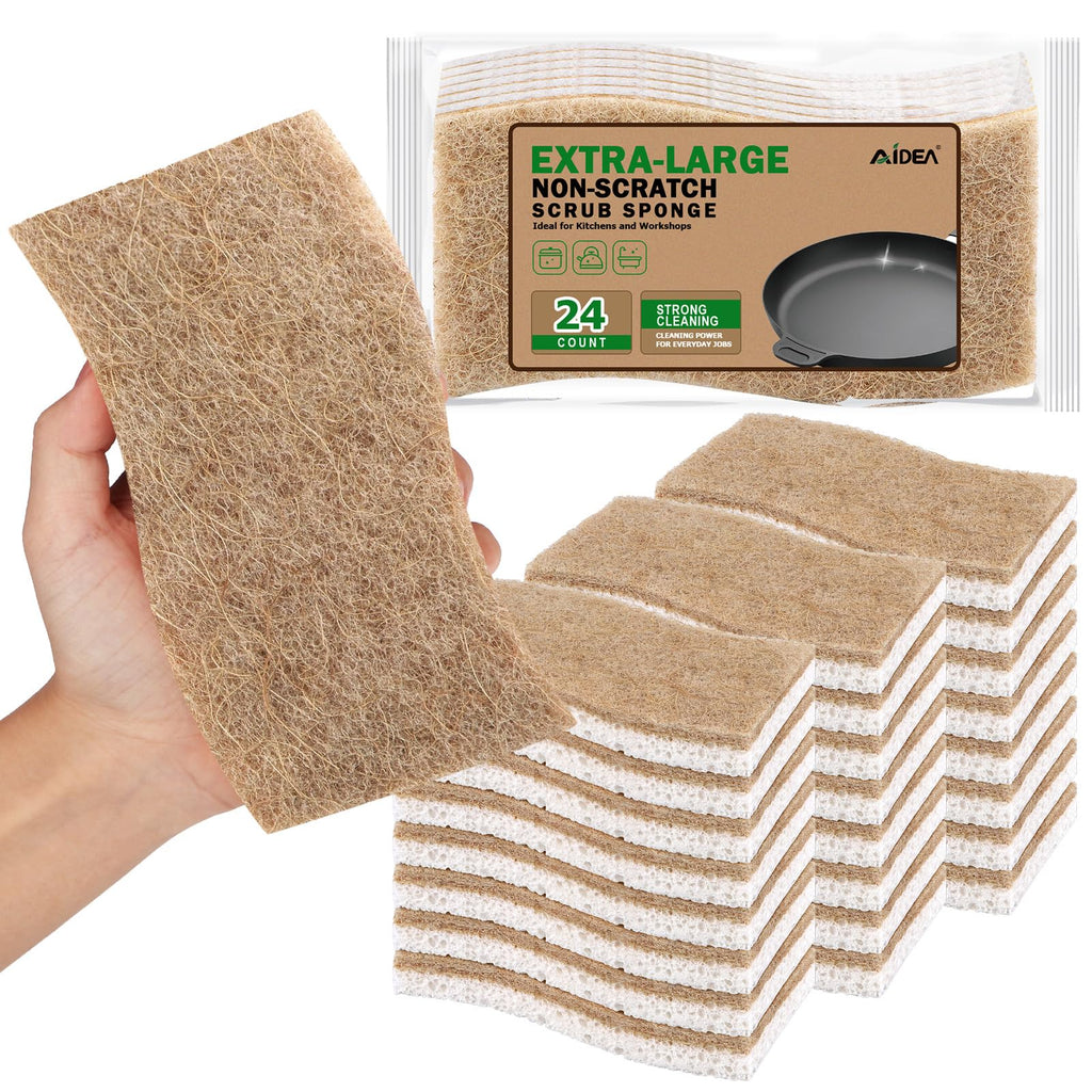 AIDEA Sponges Kitchen, Heavy Duty Scrub Sponge, 6Count, Sponges for Dishes