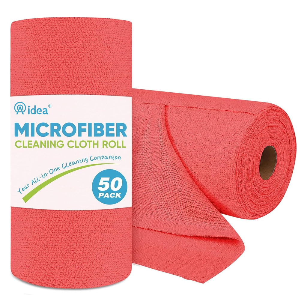 AIDEA Microfiber Cleaning Cloth Roll, Grey 75PK, Reusable Paper Towels Tear Away Cloth, Microfiber Towels for Cars, Wash Cloths, Lint Free Rags for House, Kitchen,Window,Cleaning Supplies 11.5"×11.5"