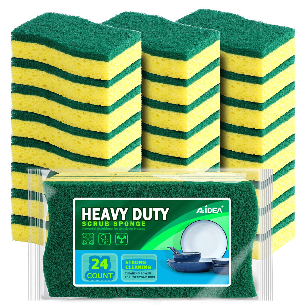 AIDEA Sponges Kitchen, Heavy Duty Scrub Sponge, 6Count, Sponges for Dishes