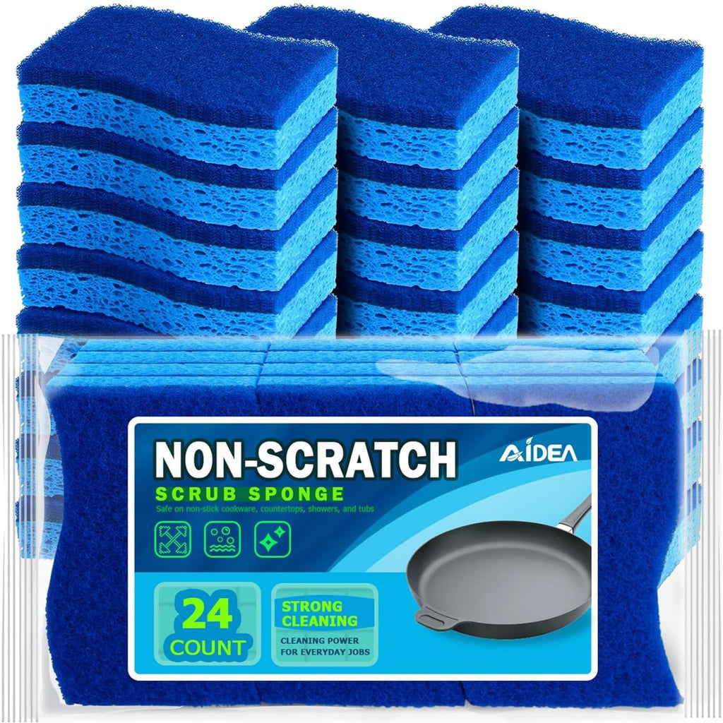 AIDEA Sponges Kitchen, Heavy Duty Scrub Sponge, 6Count, Sponges for Dishes