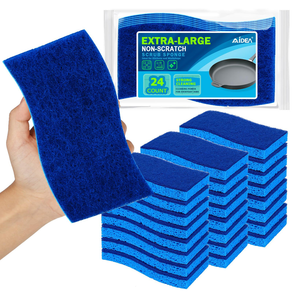 AIDEA Sponges Kitchen, Heavy Duty Scrub Sponge, 6Count, Sponges for Dishes