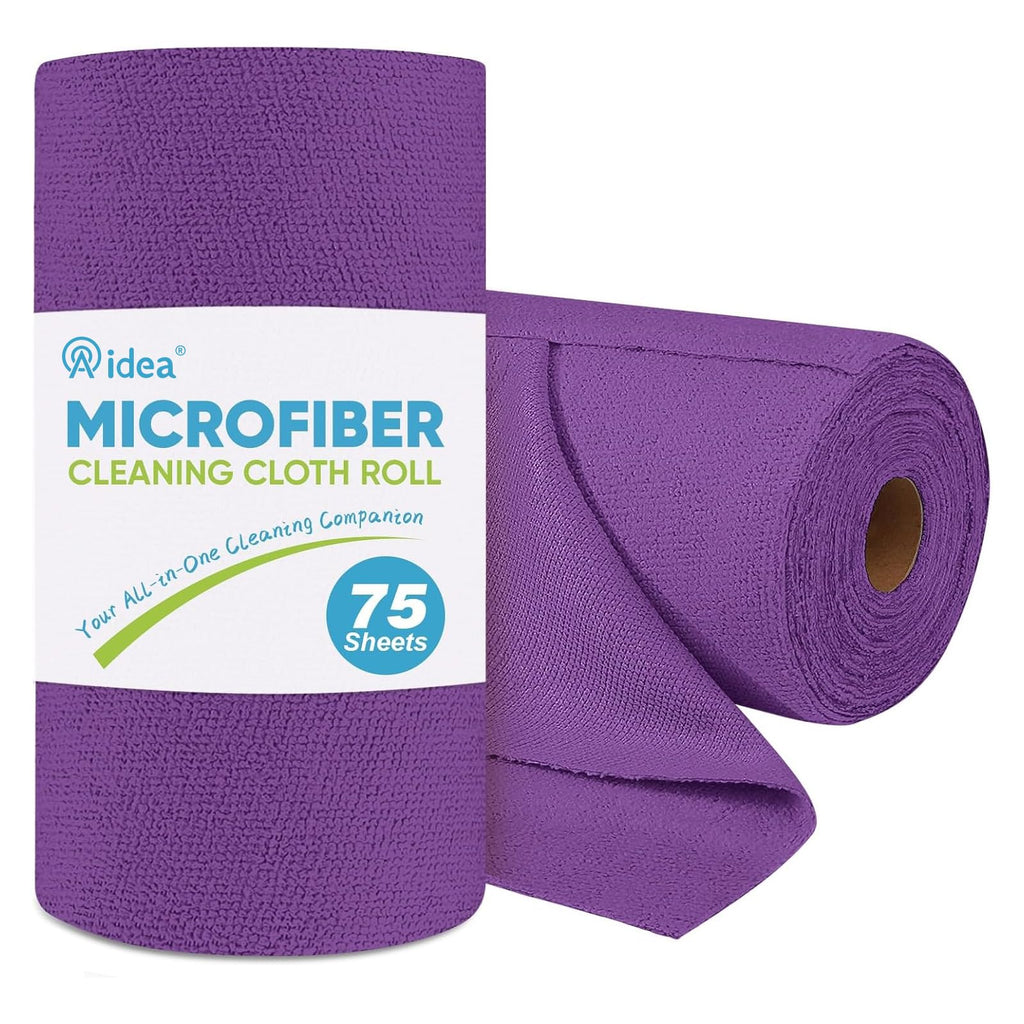 AIDEA Microfiber Cleaning Cloth Roll, Grey 75PK, Reusable Paper Towels Tear Away Cloth, Microfiber Towels for Cars, Wash Cloths, Lint Free Rags for House, Kitchen,Window,Cleaning Supplies 11.5"×11.5"