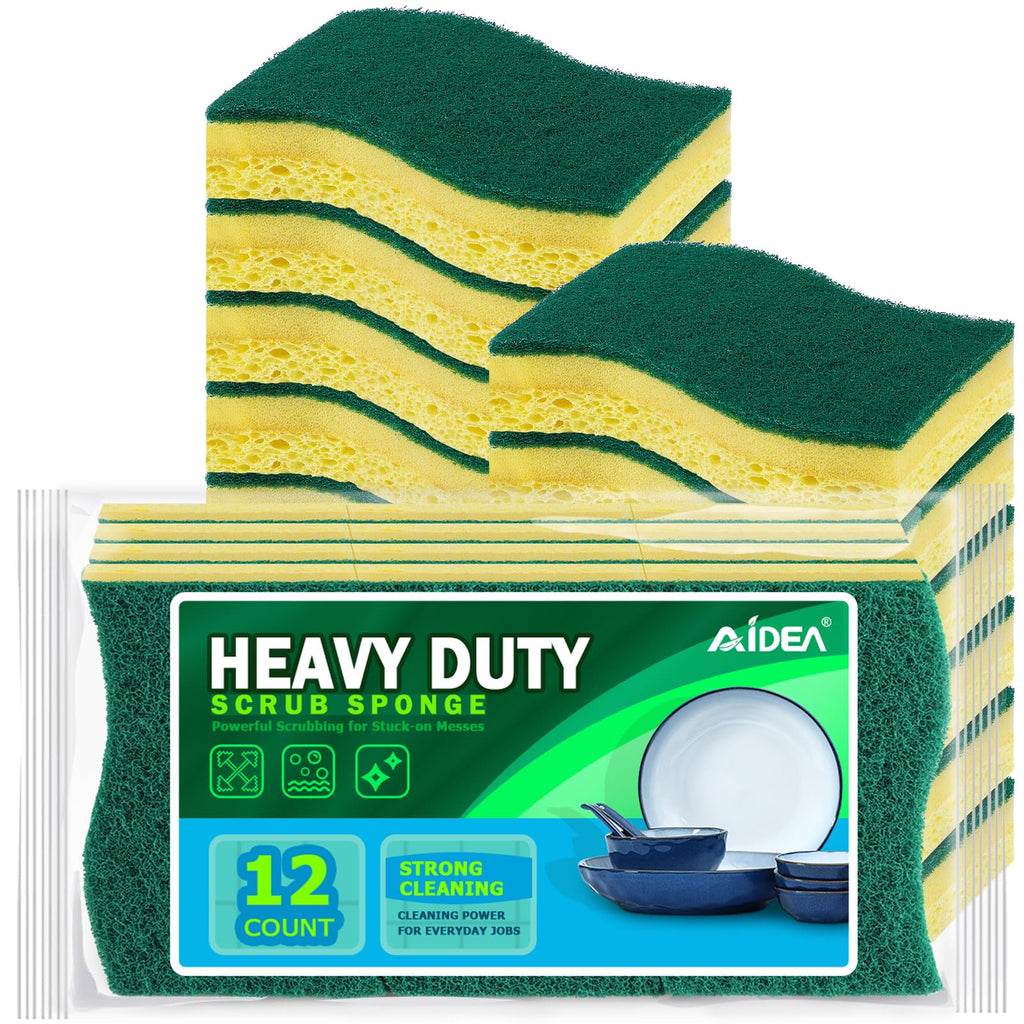 AIDEA Sponges Kitchen, Heavy Duty Scrub Sponge, 6Count, Sponges for Dishes